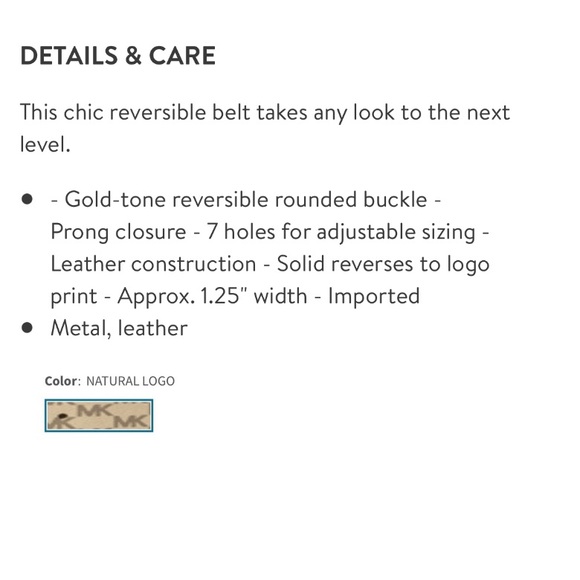 NWT Michael Kors Reversible Leather Belt | Medium - Picture 3 of 9